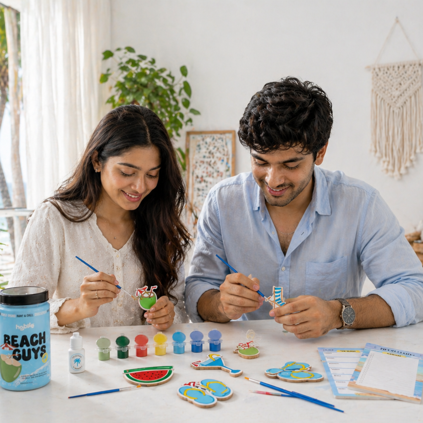 lifestyle image of couples doing art and craft activity