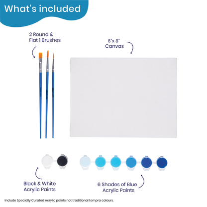 Shades of Blue Small Canvas Painting Kit for Adults – hoblie