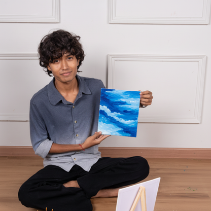 Shades of Blue Small Canvas Painting Kit for Adults – hoblie