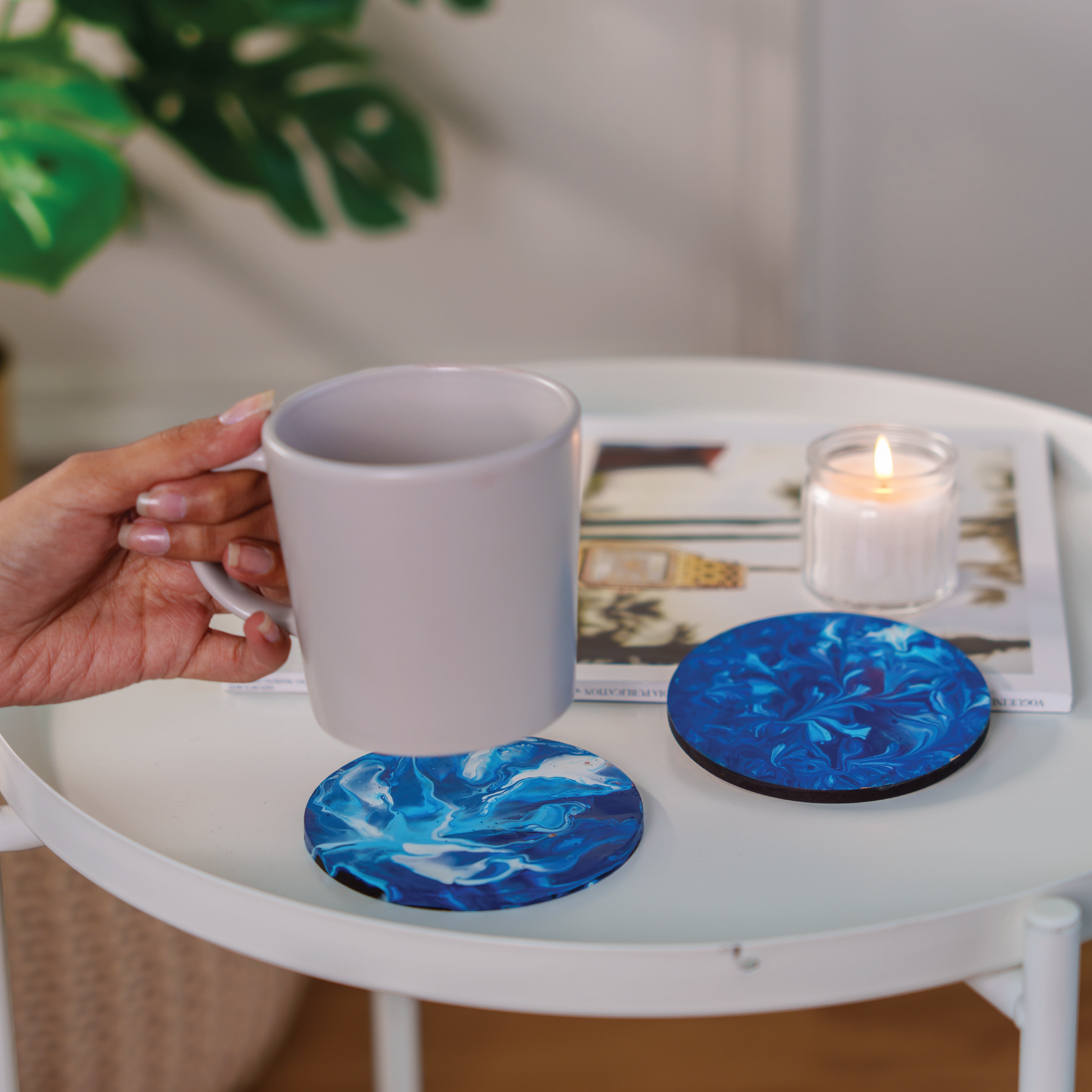 seafoam coaster are kept in lifestyle image . The best DIY Kits for Adults - india