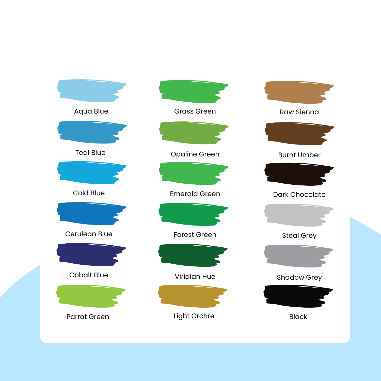 Color swatches with labels on a white background