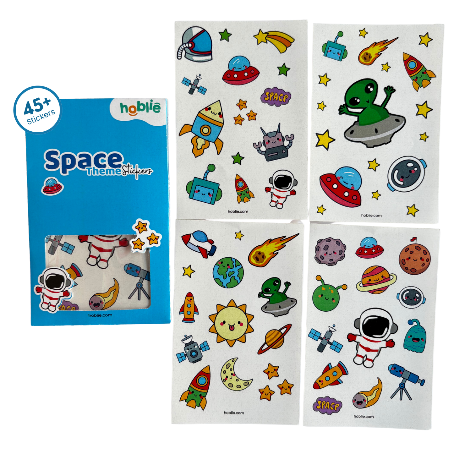 Space-themed stickers with packaging.