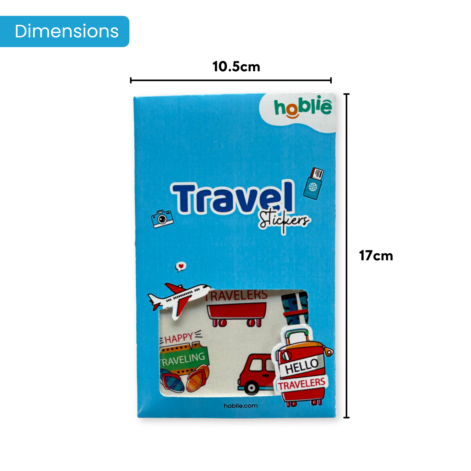 travel stickers packaging with dimensions 