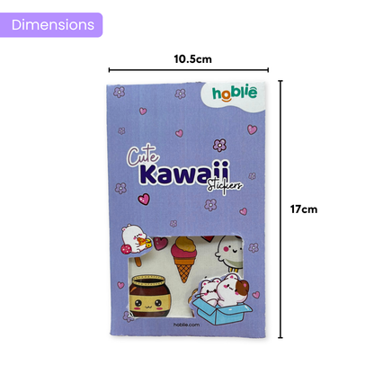 Kawaii stickers packaging with dimensions 