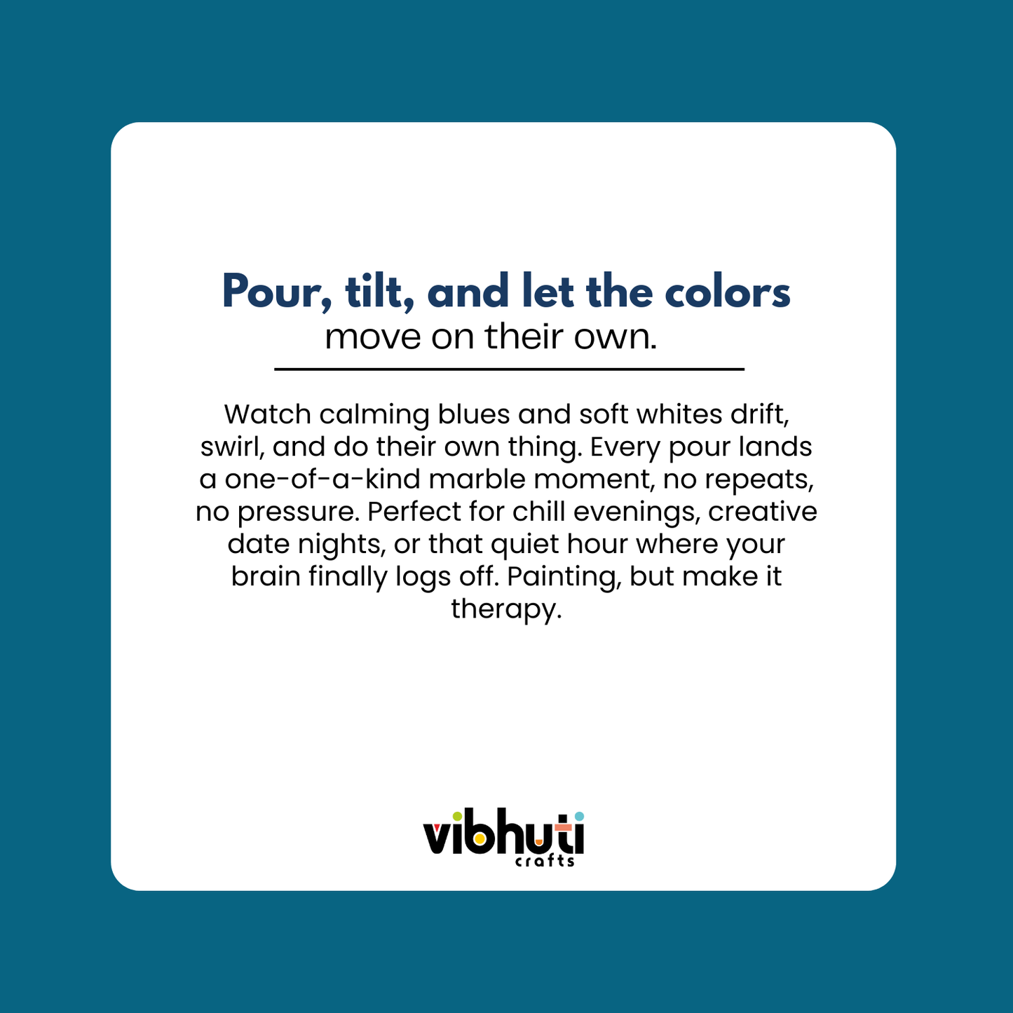 Text description of a product feature with Vibhuti Crafts branding on a blue background