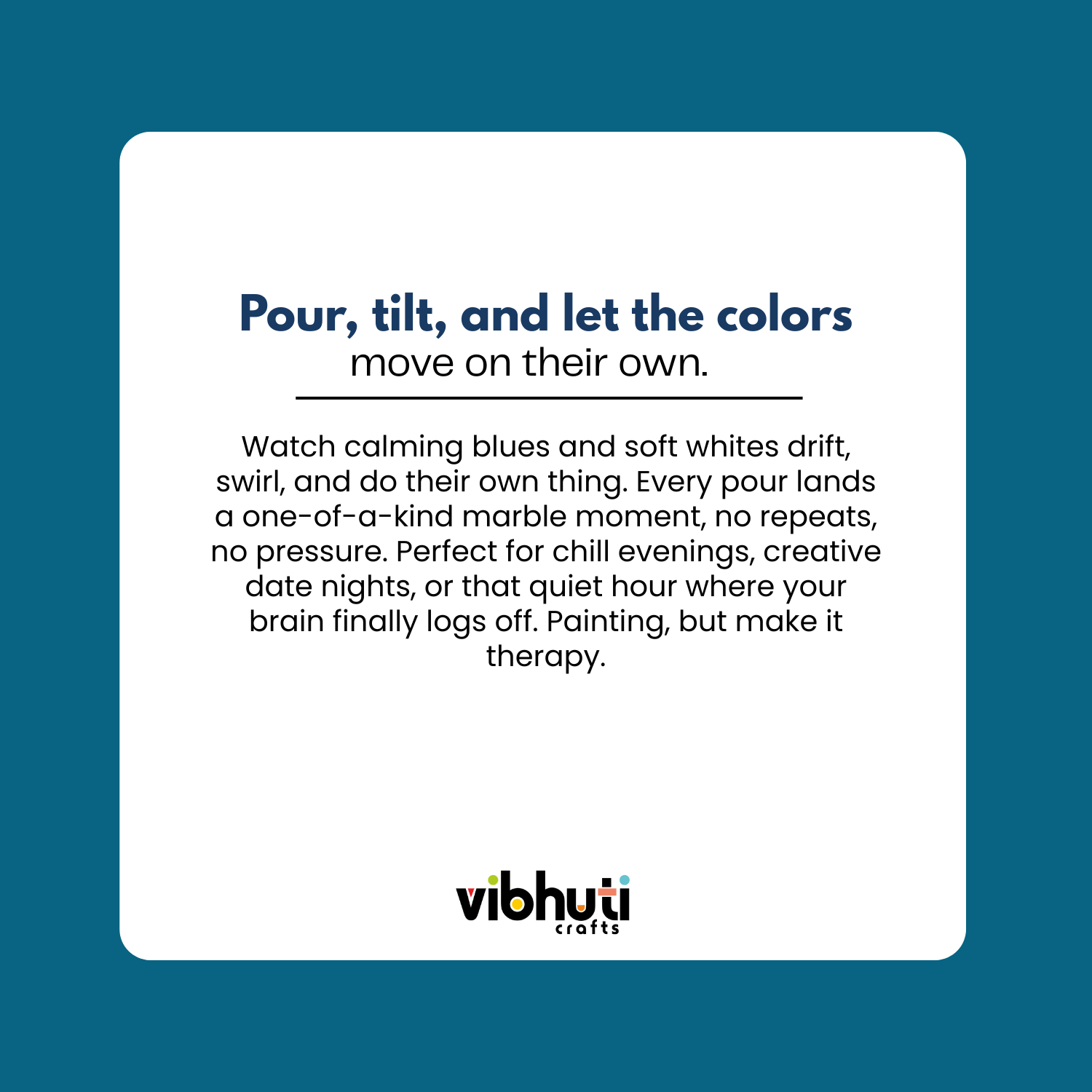 Text description of a product feature with Vibhuti Crafts branding on a blue background