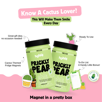 cactus DIY fridge magnet kit gift idea prickly pear theme creative craft kit with magnets paints and mini planner ready to use