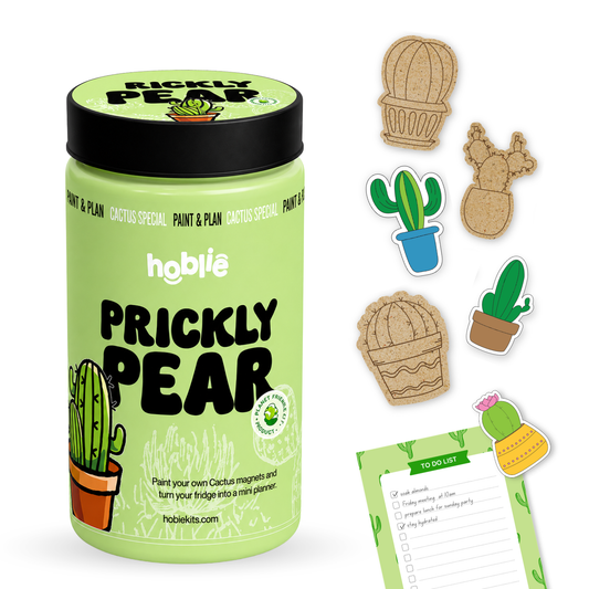 DIY cactus fridge magnet kit prickly pear theme with paints MDF cutouts and mini to do planner creative craft kit for adults and beginners