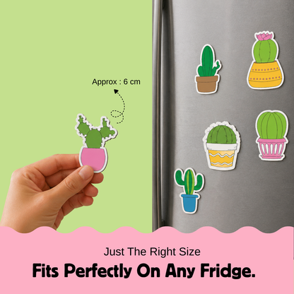 cactus fridge magnet size comparison 6 cm showing perfect fit on refrigerator DIY magnet kit compact and aesthetic design