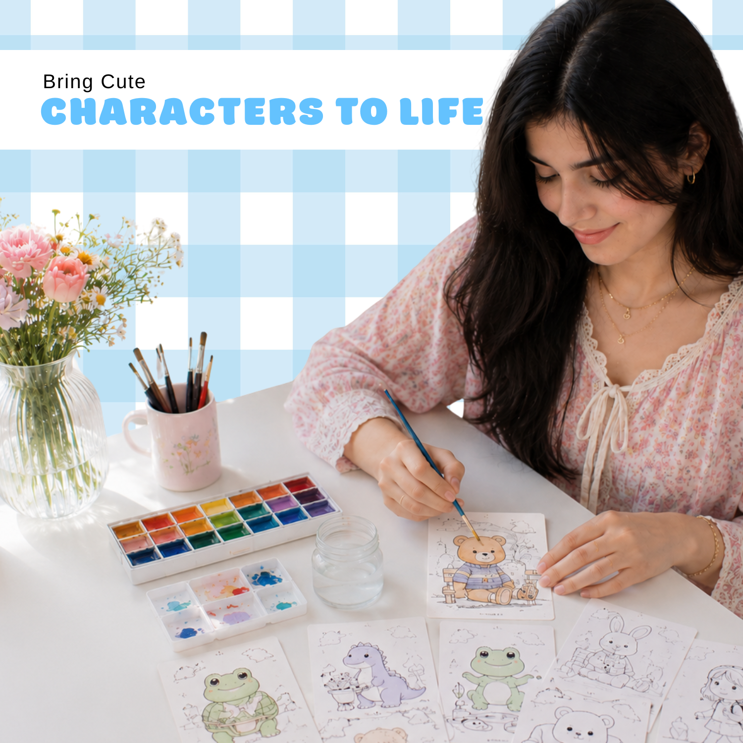 Person painting cute paint by number cards, beginner-friendly art activity, colouring hobby and creative relaxation