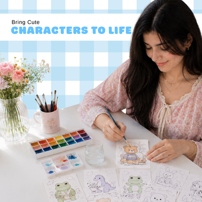 Person painting cute paint by number cards, beginner-friendly art activity, colouring hobby and creative relaxation