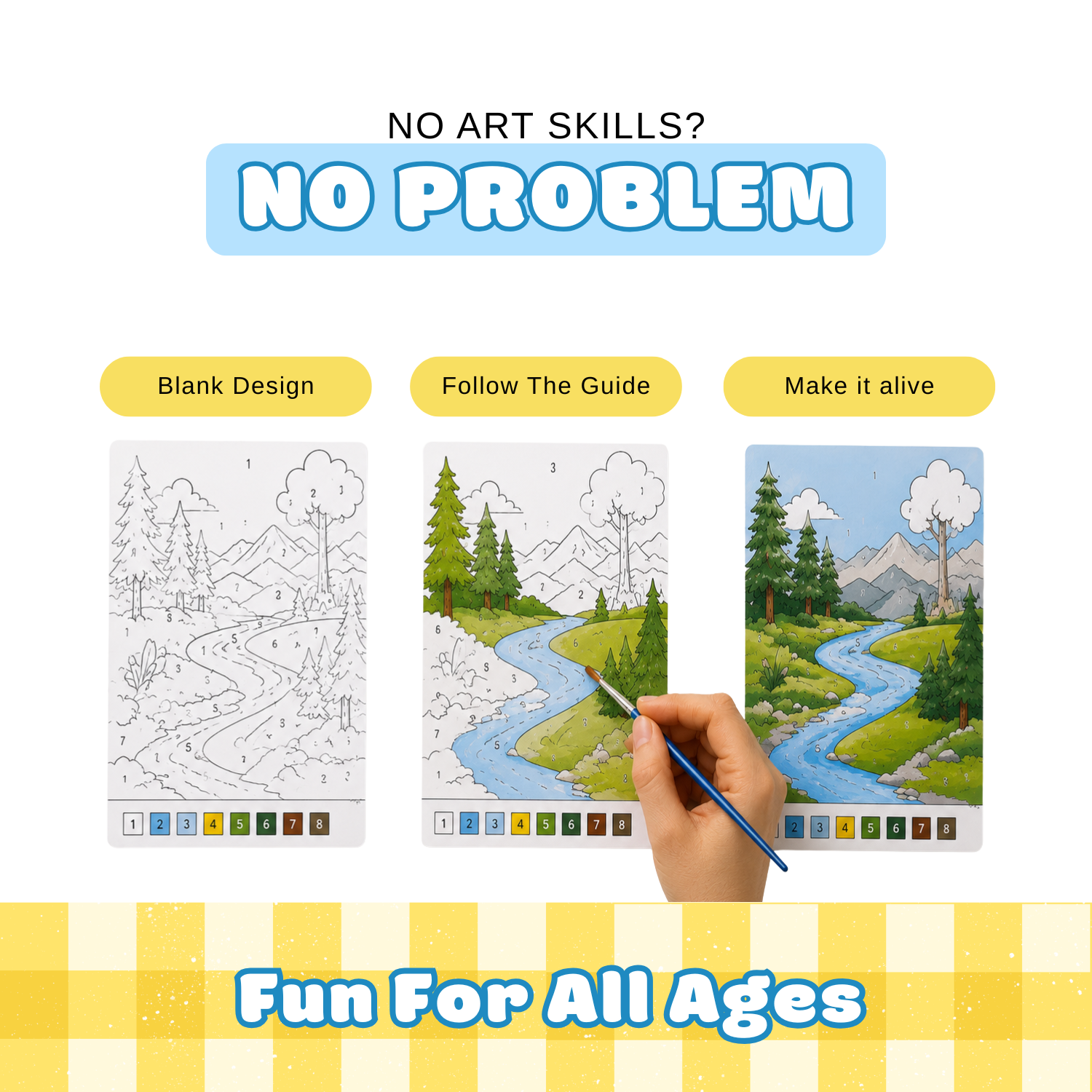 Easy paint by number landscape cards suitable for beginners adults and children