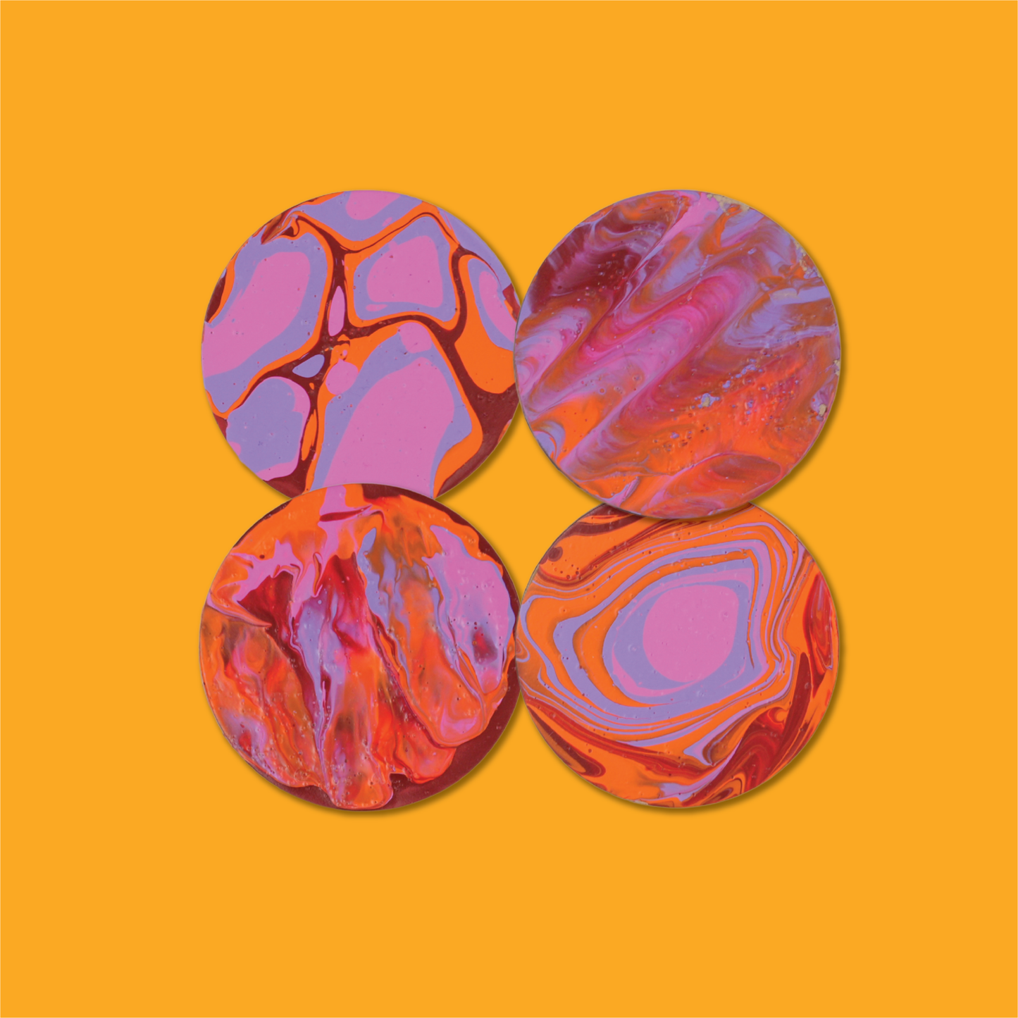 sunset swirls coaster made with DIY fluid artwork kit by hoblie. The best DIY Kits for Adults - india