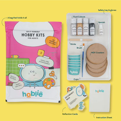 hoblies fluid art kit with all included materials. The best DIY Kits for Adults - india
