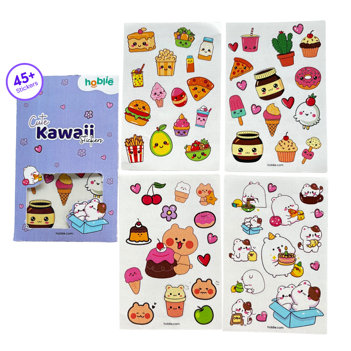 Set of cute kawaii stickers with various designs