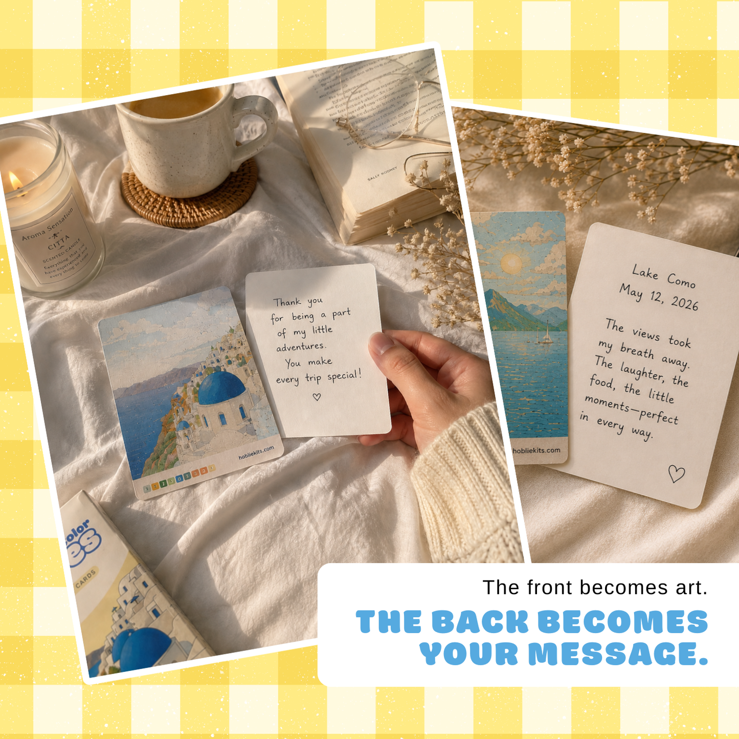 Paintable greeting cards with blank back for handwritten messages and gifts