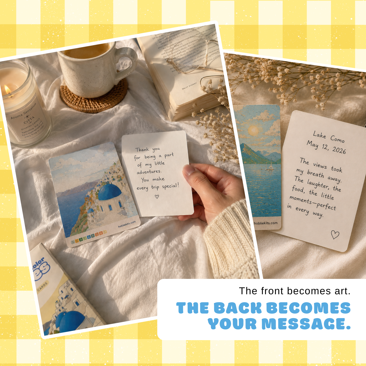 Paintable greeting cards with blank back for handwritten messages and gifts