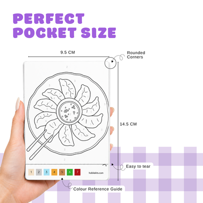 Pocket size paint by number card with colour guide, portable painting activity card for beginners, adults and creative hobby lovers