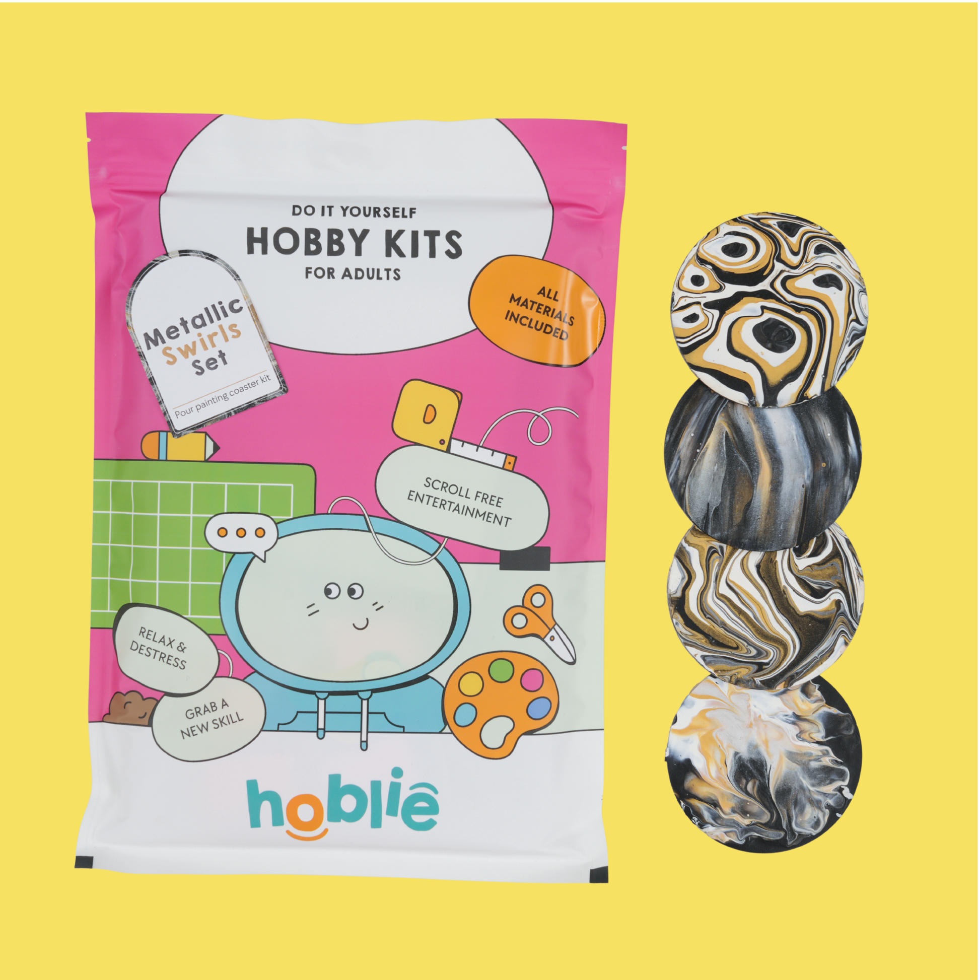 hoblie metallic swirls set of 4 with all material included. The best DIY Kits for Adults - india