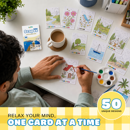 Relaxing paint by number card activity for adults kids and beginners