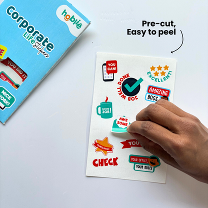 Corporate Life Sticker book with pre-cut, easy to peel stickers